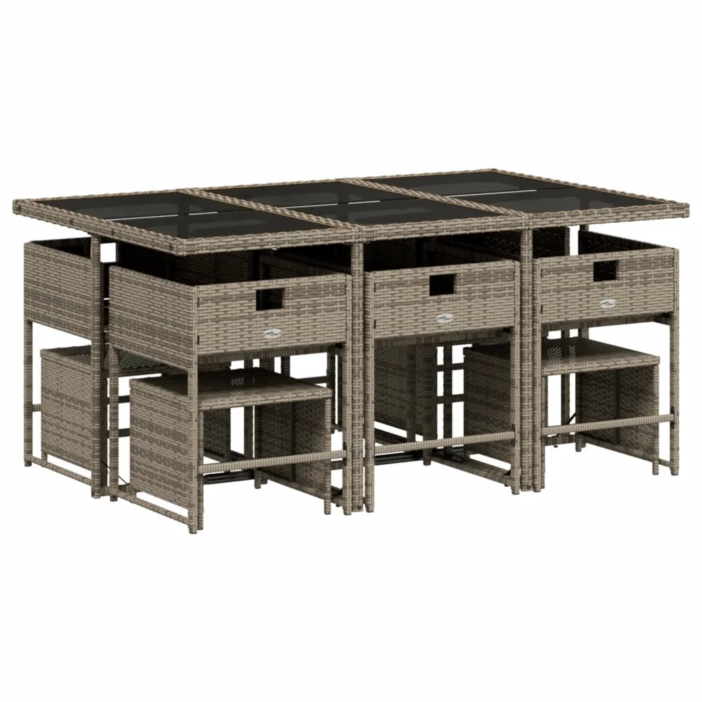 Set da pranzo da giardino da 11 pz con Cuscini in Polyrattan Grigio 3278100