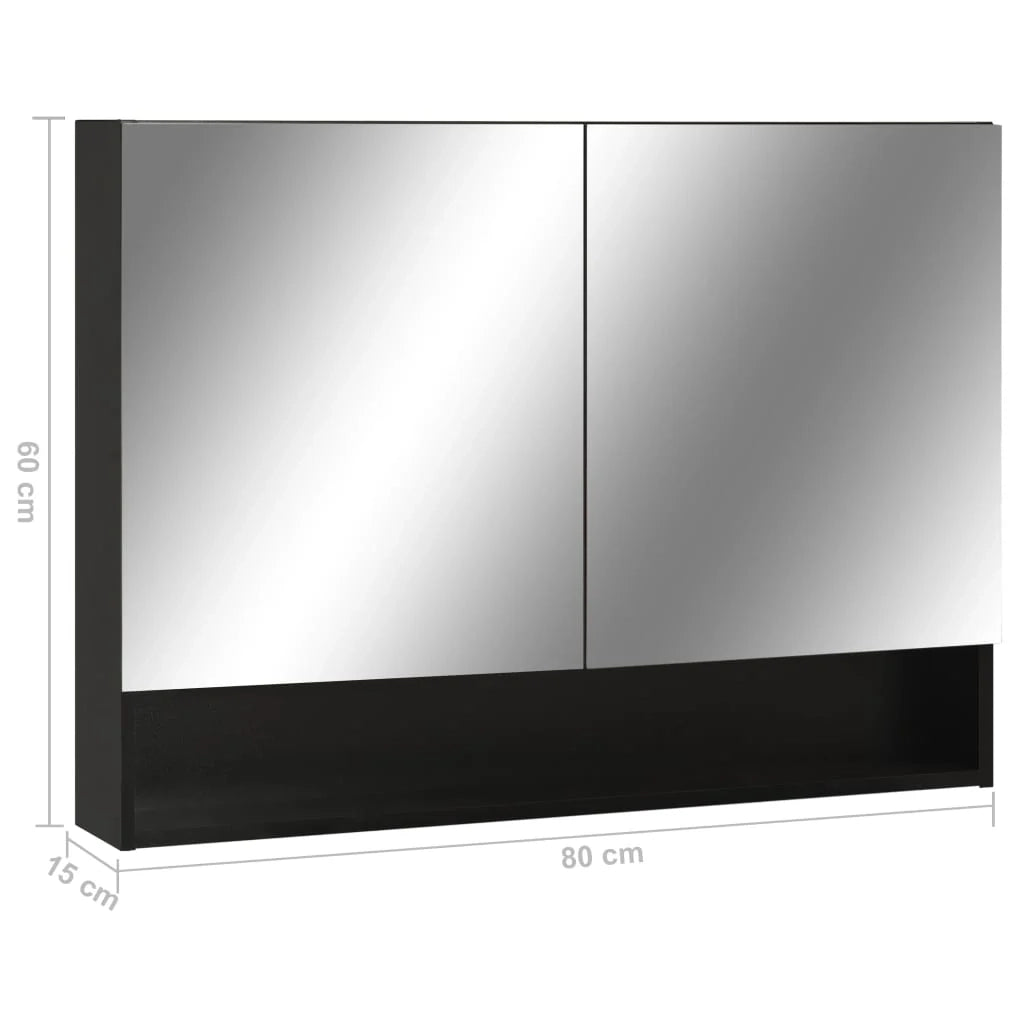 Mobiletto a specchio da bagno a LED 80 x 15 x 60 cm MDF nero 02_0006734