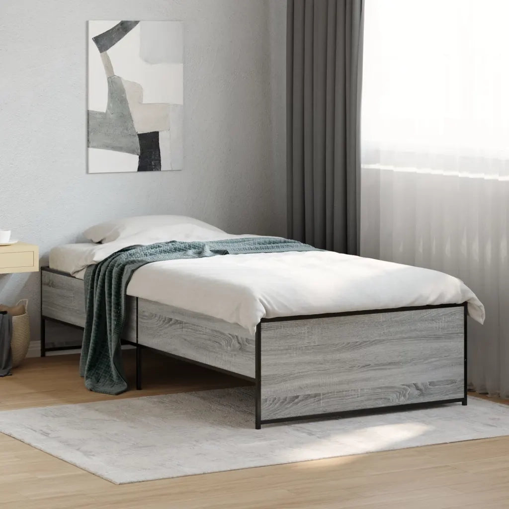 Giroletto Grigio Sonoma 75x190cm in Legno Multistrato e Metallo 845254