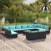 Set Divani da Giardino 13 pz con Cuscini in Polyrattan Nero cod mxl 34615