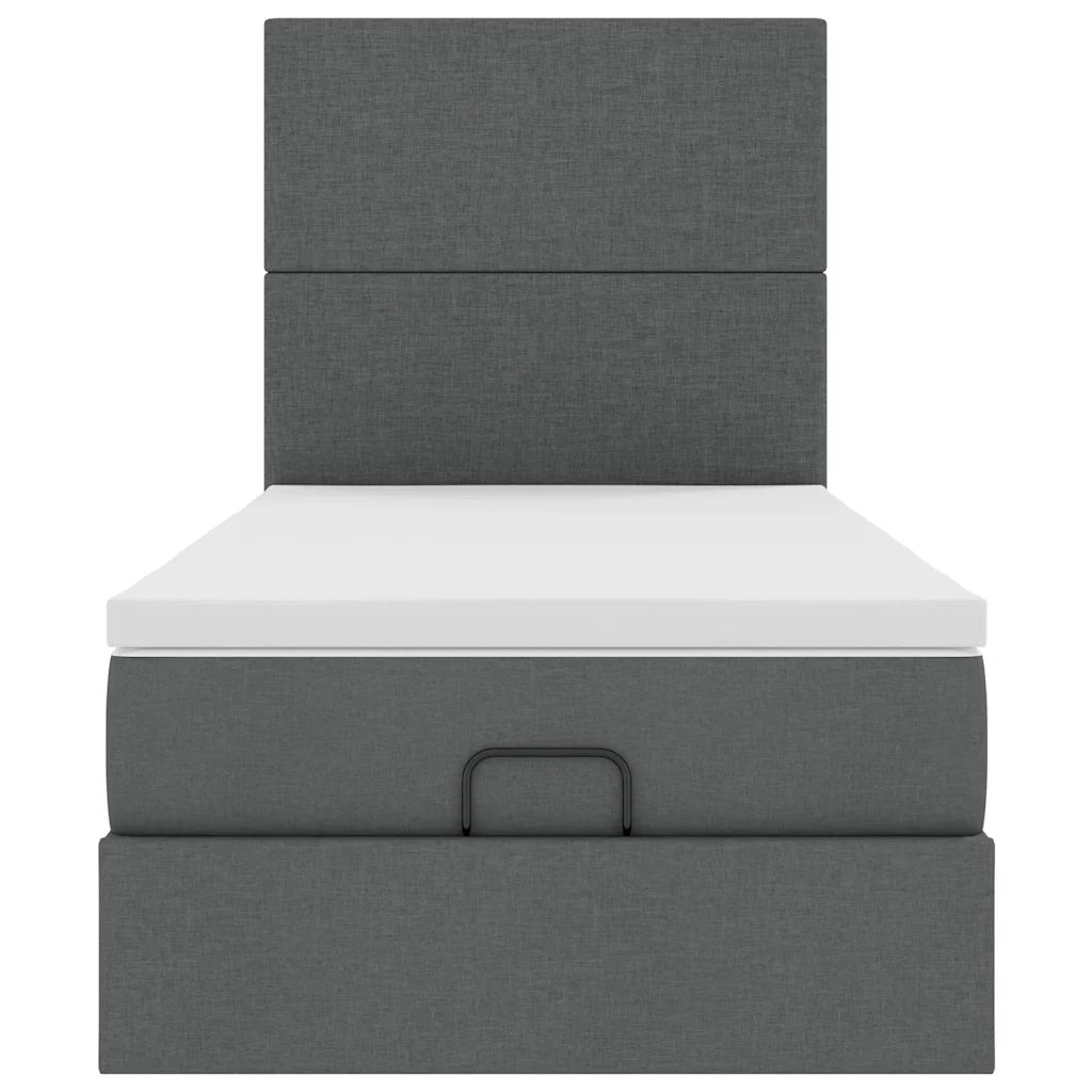 vidaXL Pouf Letto con Materasso e LED Grigio Scuro 90x200 cm Tessuto