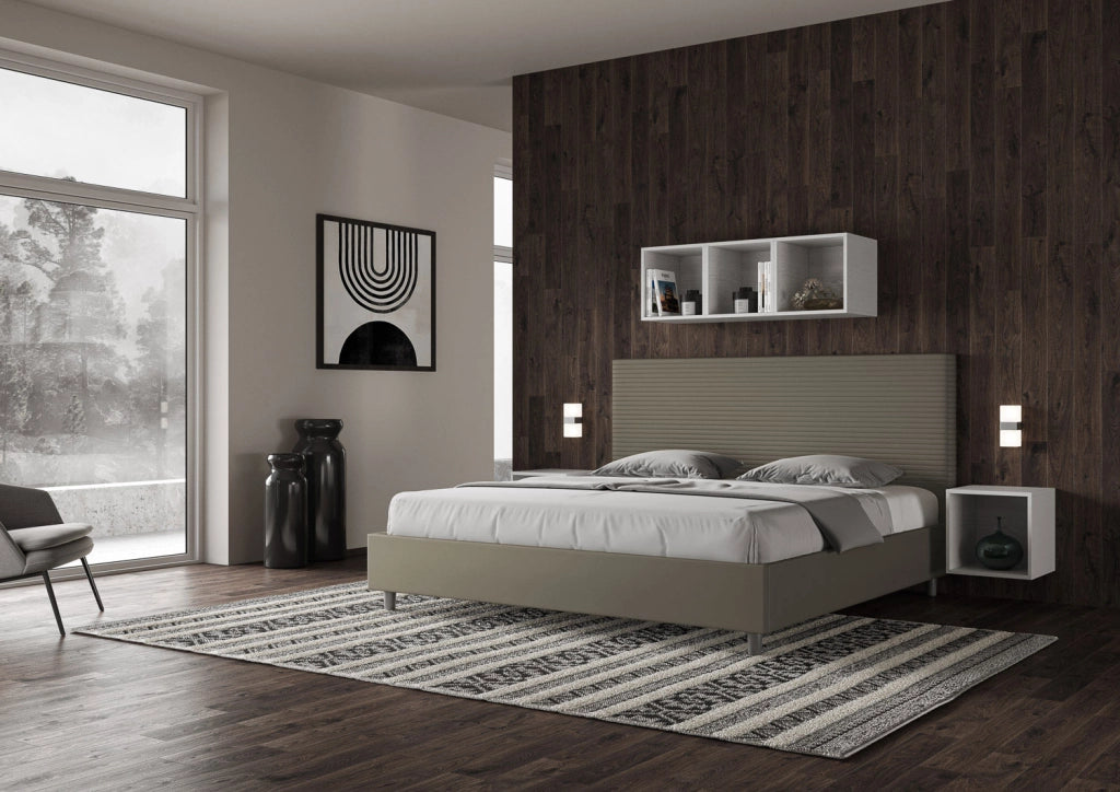 BS COM Letto senza rete imbottito 180x200 similpelle cappuccino