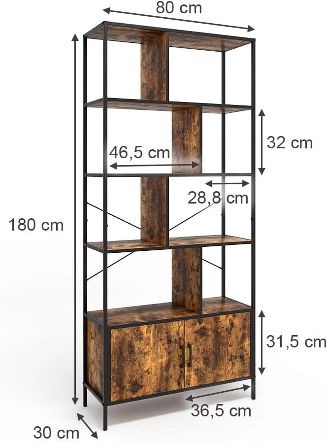 Divisorio per ambienti Fyrk, Rovere rustico, 80 x 180 cm con 2 porte