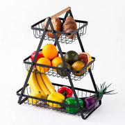 Etagera 3 livelli - Spaziale - Nero - Cassetto di stoccaggio per frutta - Adatto per verdure, snack e pane - Progetto di design elegante