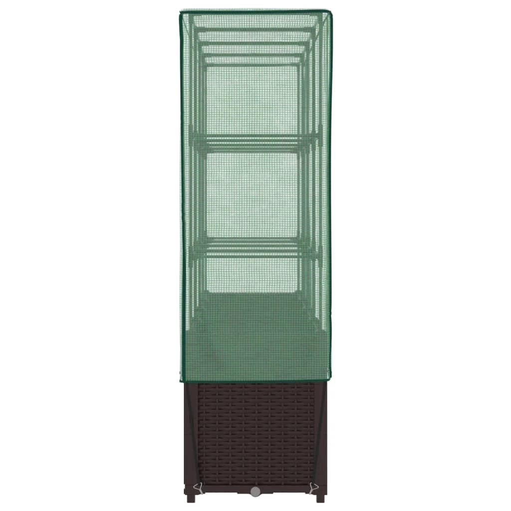 Aiuola rialzata/fioriera con copertura effetto rattan 160 x 40 x 153 cm Marrone 02_0038766