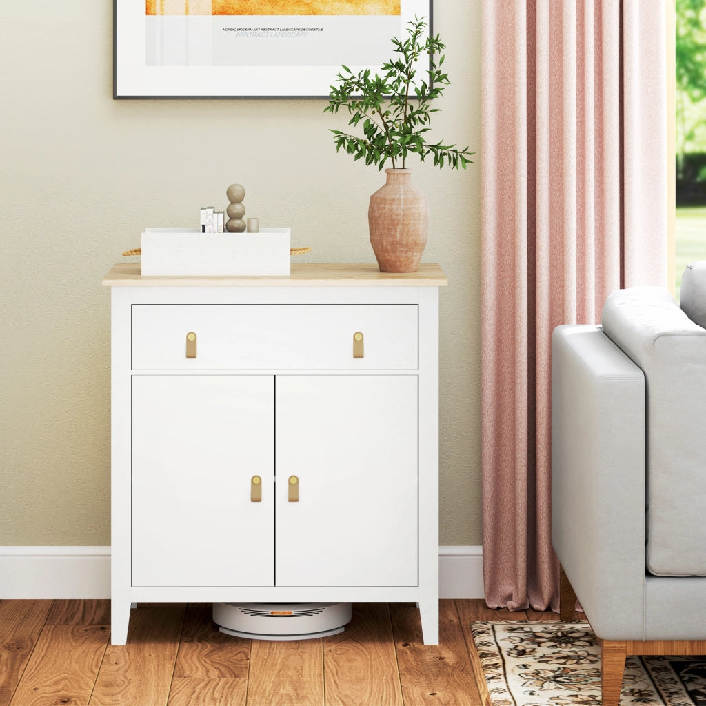 Credenza ingresso con 2 ante e cassetto ¨C Xylo ¨C Bianco 80x40x90 cm