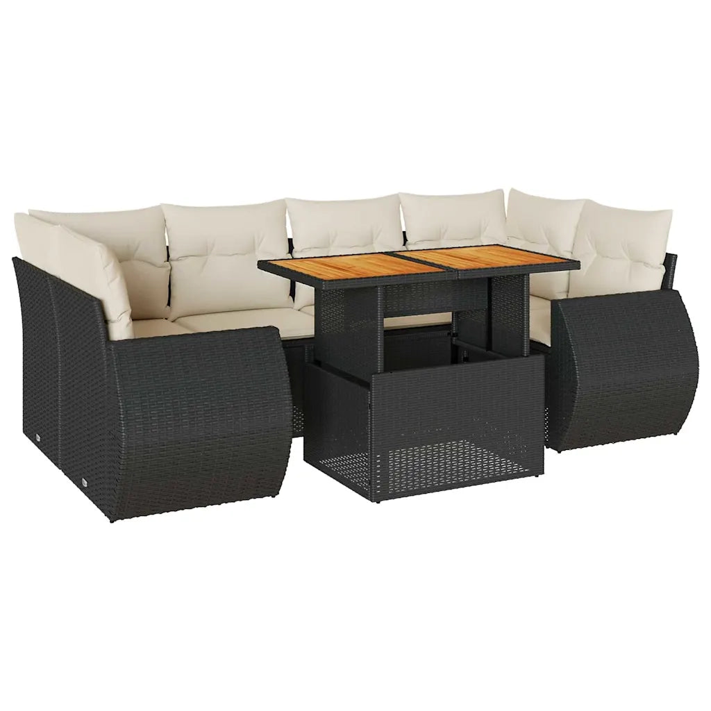 Set Divani da Giardino con Cuscini 7pz Nero Polyrattan 3327227