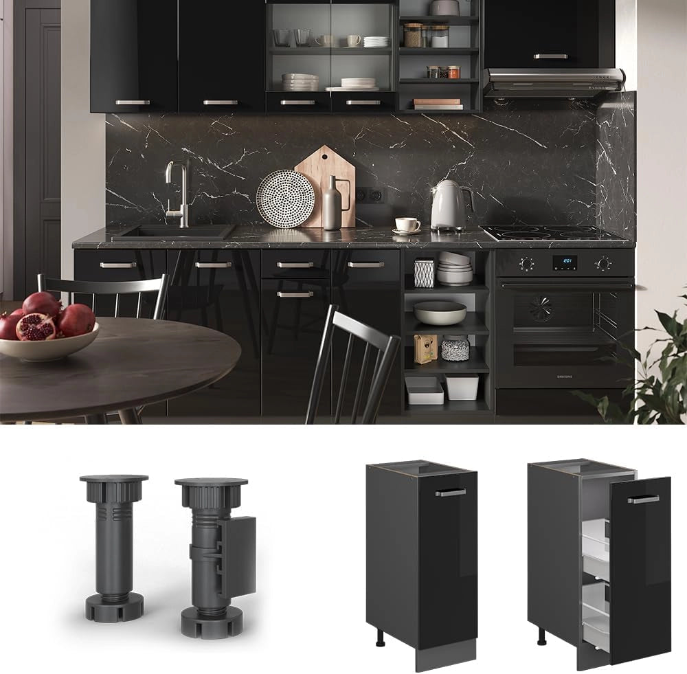 Pannello frontale della lavastoviglie R-Line, Nero lucido, 60 cm, PL Rovere