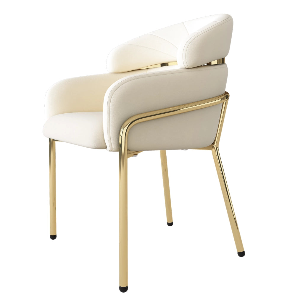 Sedia da Pranzo in Velluto con Design Ergonomico e Quattro Gambe in Metallo, Beige