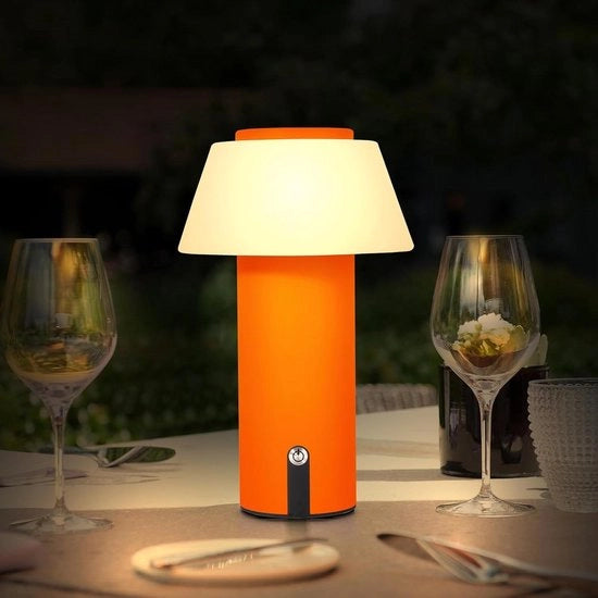 Lampada da tavolo LED a forma di fungo wireless Tastabile Ricaricabile Bianco caldo Impermeabile Portatile Lampada da letto per interni e terrazze all'aperto (Arancione)