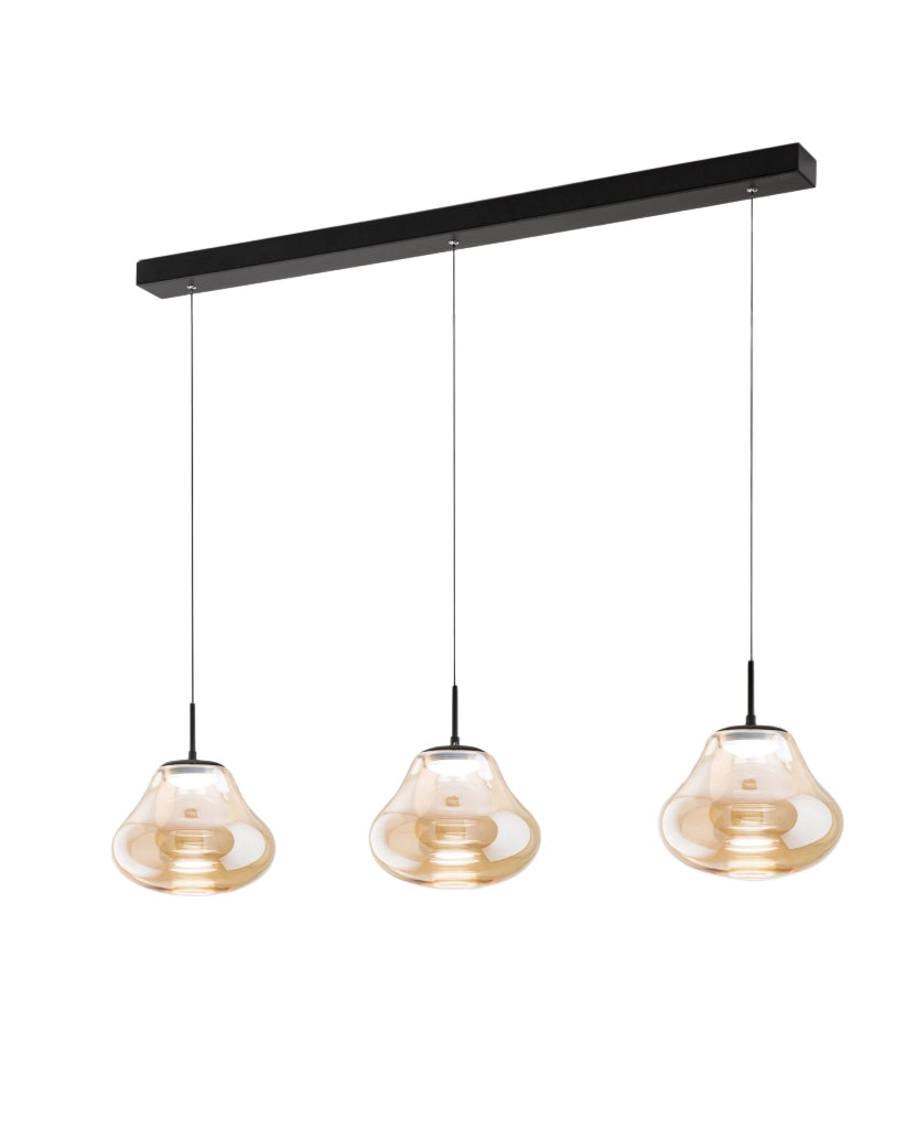 Lampada a Sospensione Deva 42W LED CCT Dimmerabile a step, Struttura in Metallo e Vetro Borosilicato Ambra, IP20 - Deva Collection