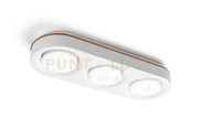 ELLADE Lampada da soffitto 3 luci attacco GX53 in gesso bianco con rifinitura Rame