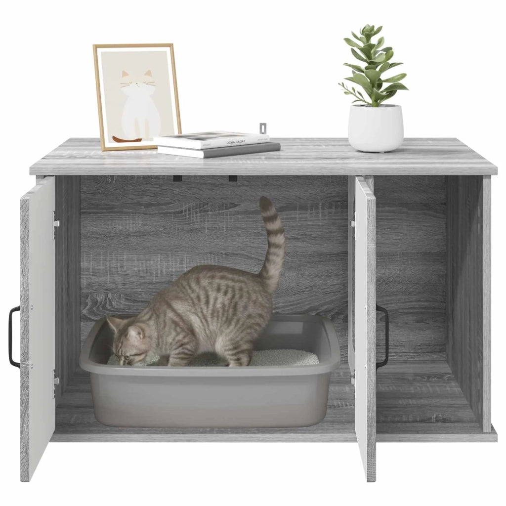 Casa per Gatti Grigio Sonoma 85 x 55 x 50 cm Legno multistrato