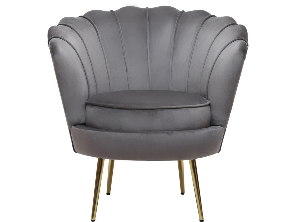Poltrona "Floria" in velluto - 75 x 68 x 77,5 cm - Grigio