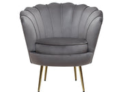 Poltrona "Floria" in velluto - 75 x 68 x 77,5 cm - Grigio