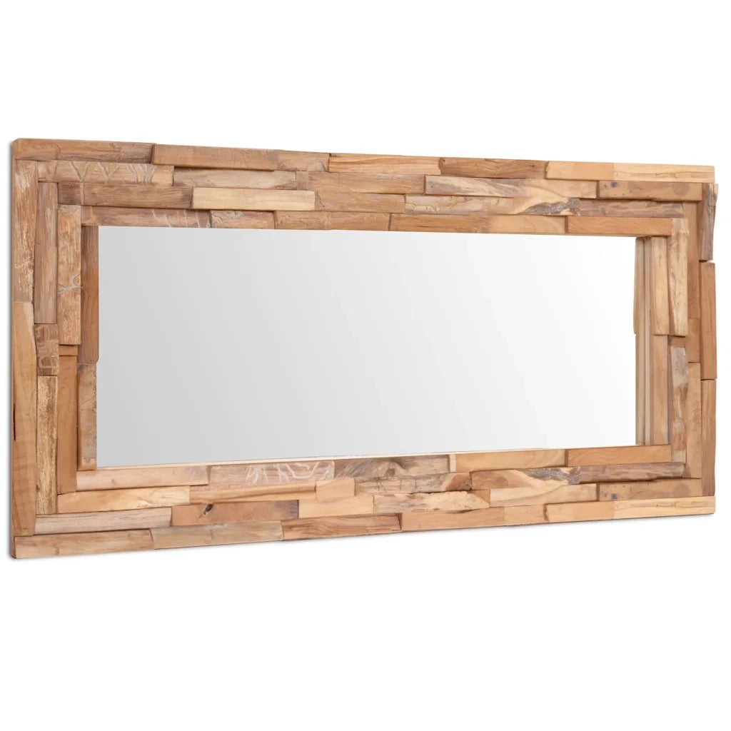 Specchio Decorativo in Legno di Teak 120x60 cm Rettangolare 244564