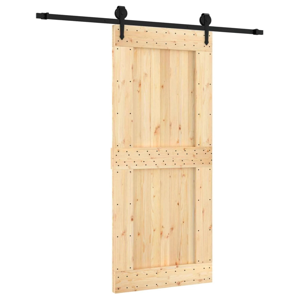 Porta scorrevole Naturale e Nero 90 x 210 cm 3445161