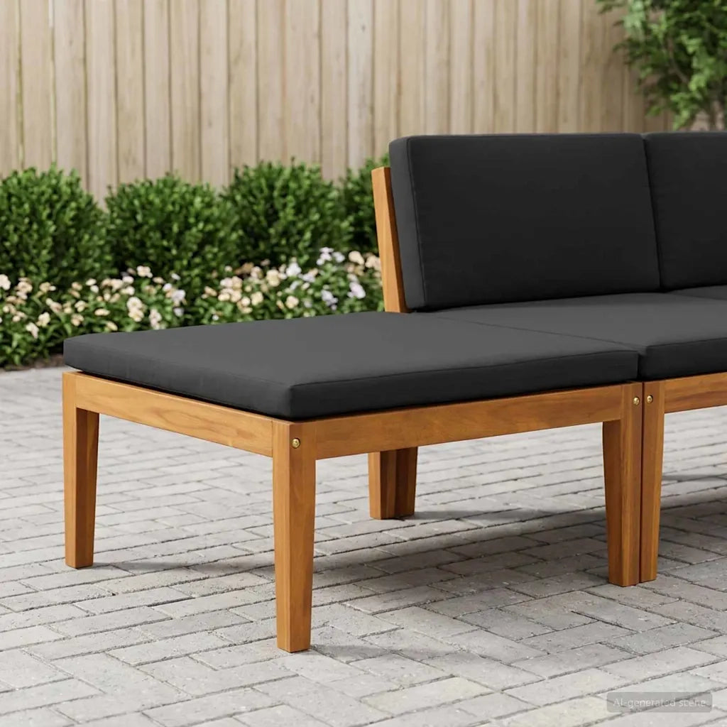 Poggiapiedi da giardino con cuscino Legno di Acacia Massello 42022071