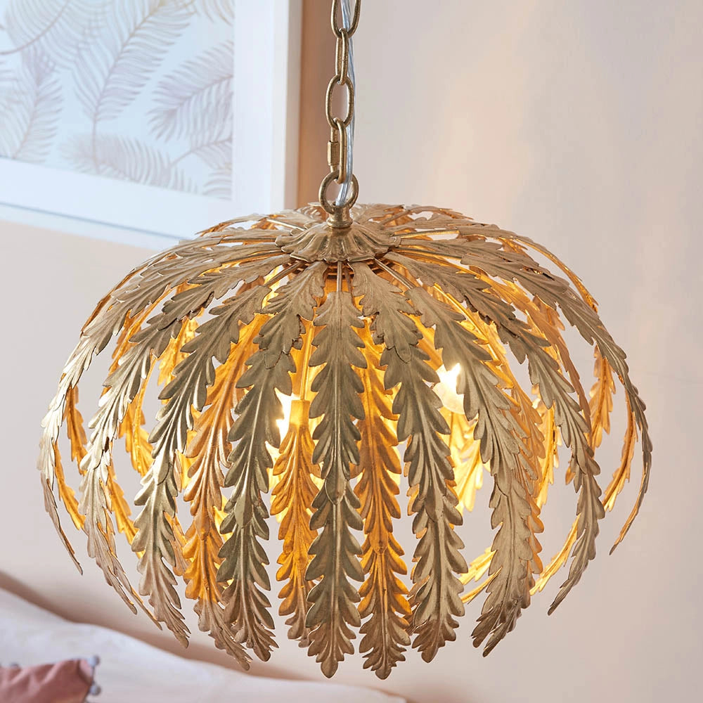 Lampadario Art Déco oro foglia 3xE14 Endon Delphine