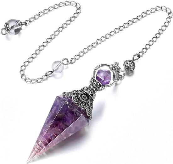 Slinger Ametista - Hanger a Sei Viti - Cristallo/Resina - Guarigione Chakra - Assorbimento Energetico - Dimensione Pendolo 6,5 cm - Pendolo