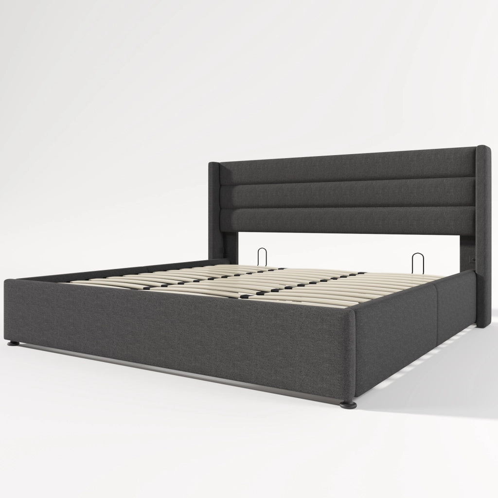 letto imbottito lino grigio 180 x 200 cm
