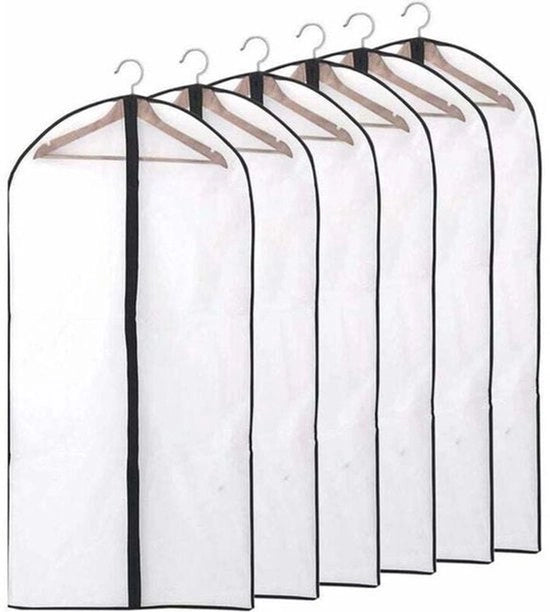 Housse di protezione trasparenti, impermeabili e idrorepellenti, con chiusura a cerniera, adatti per camicie, giacche, set di 6, 60 x 140 cm (XXL)