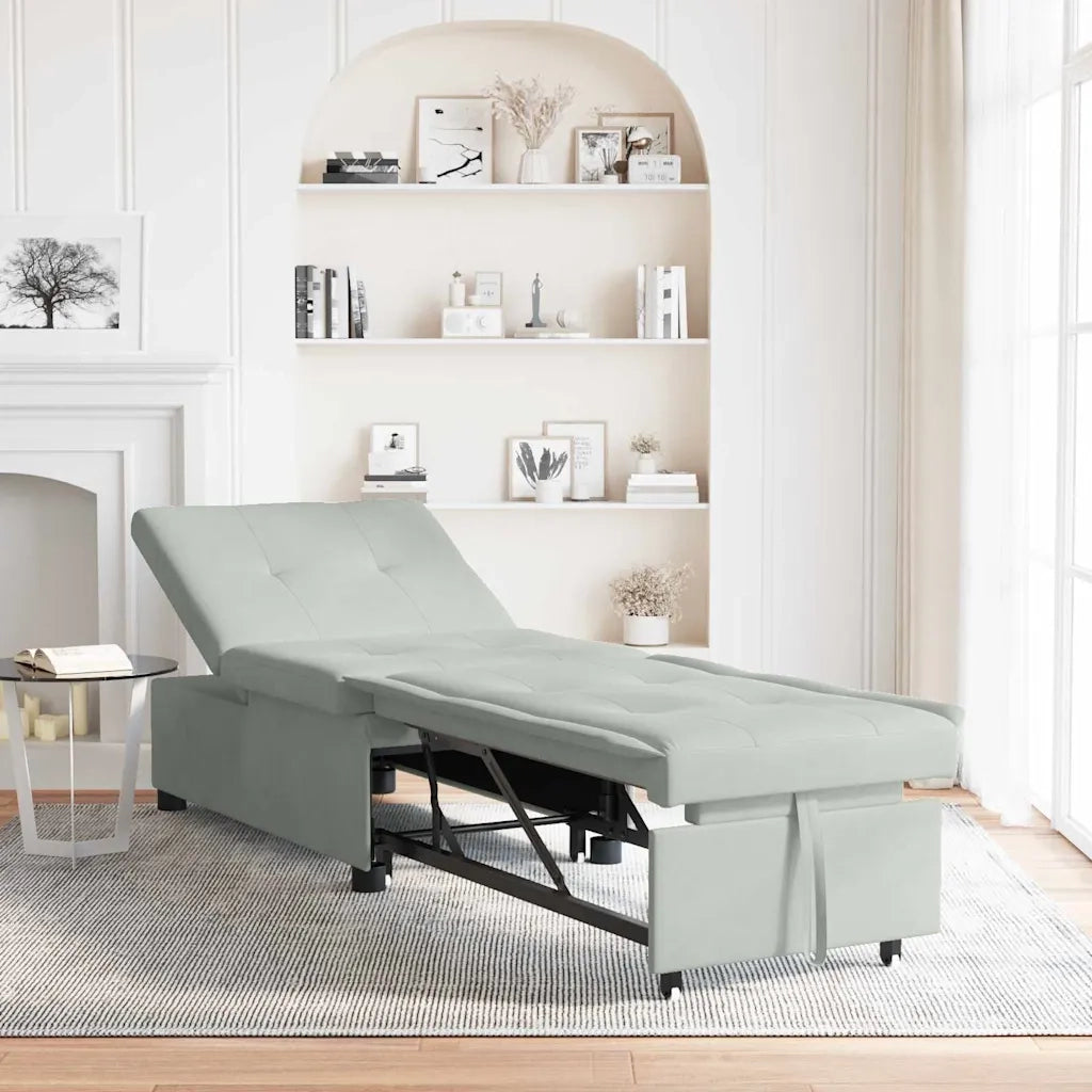 Divano letto Grigio chiaro 194 x 67 x 82 cm Velluto 42008594