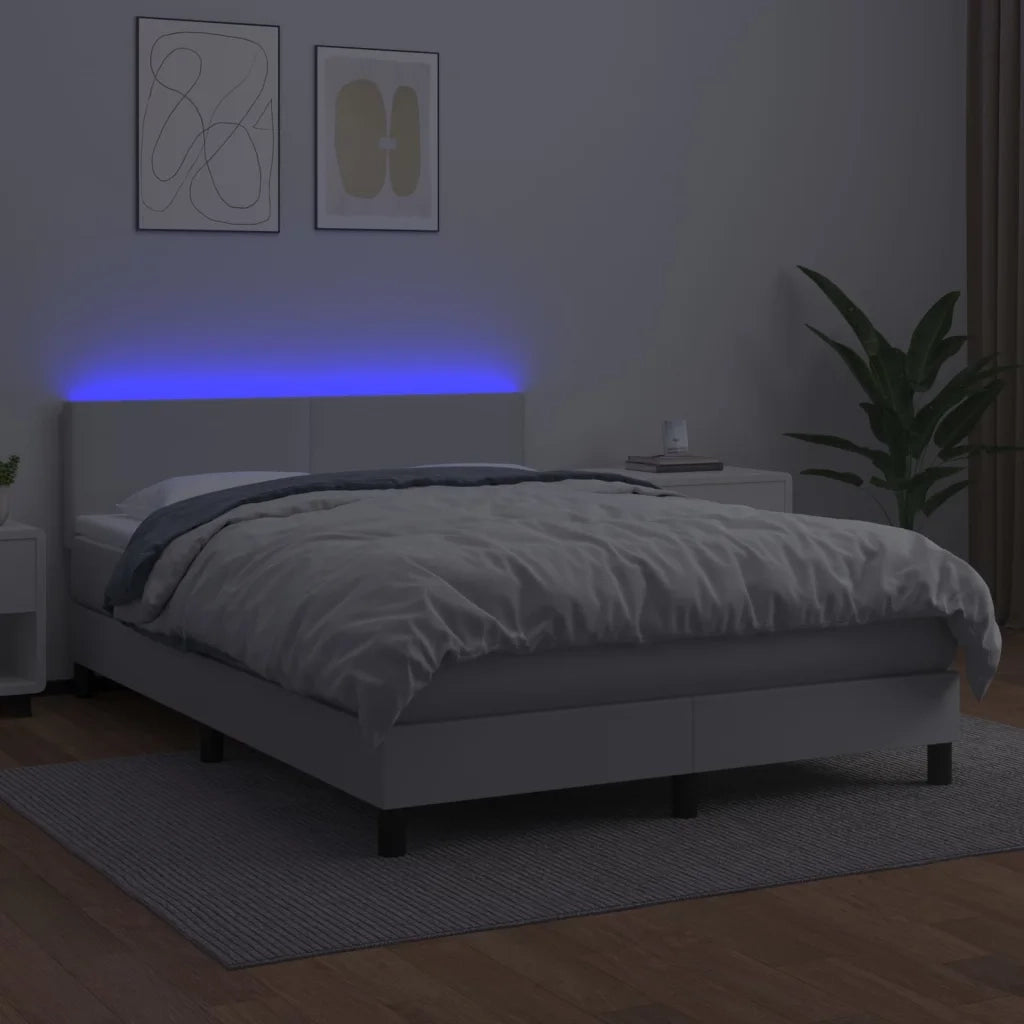 Giroletto Molle con Materasso e LED Bianco 140x200cm Similpelle 3134106