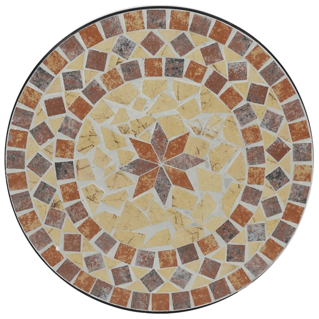 Set da Bistrot con Mosaico Terracotta e Bianco Ferro e Ceramica