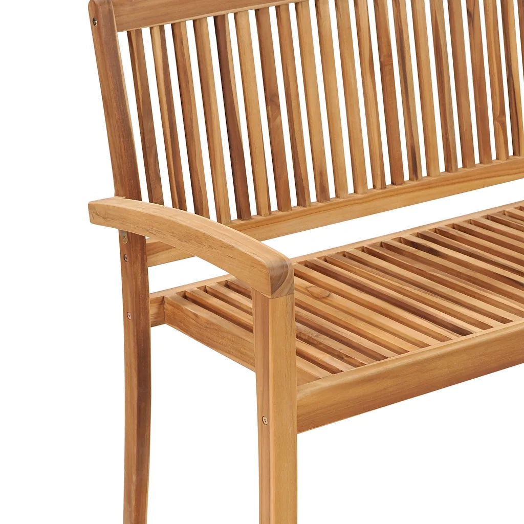 Panchina da Giardino Impilabile e Cuscino 128,5cm Teak Massello 3063279