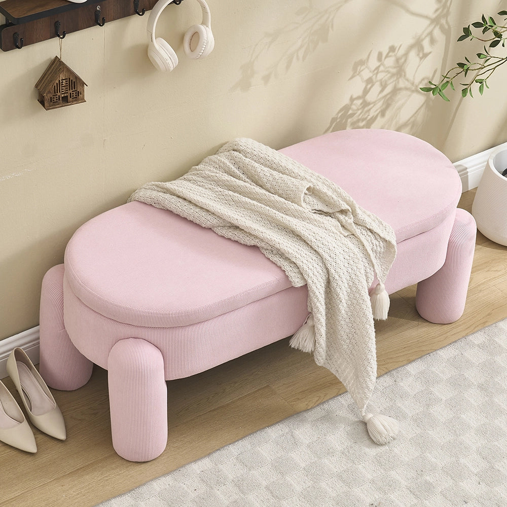 Panca-Xylo-Chenilla rosa legno massello con spazio