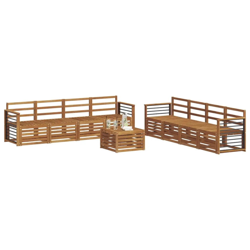 Set divani 9 pcs Naturale Legno di Acacia Massello