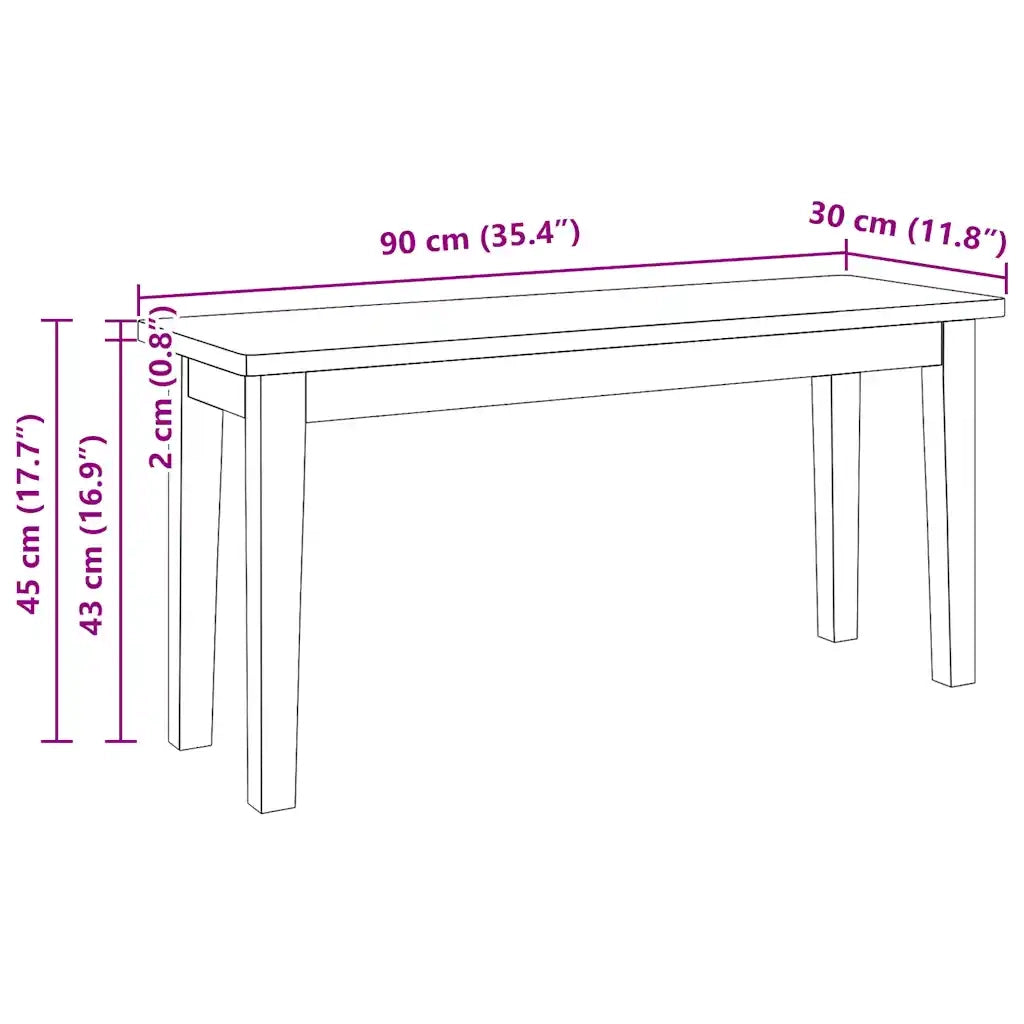 Panca 90 cm in Legno Massello di Hevea CFW5935309