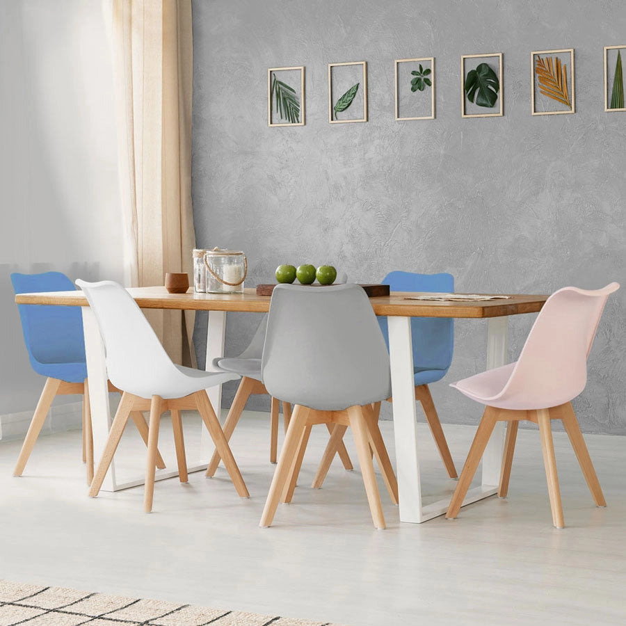 Set 4 Sedie 53,5x48,5x83 cm in Polipropilene e Similpelle Candice Rosa