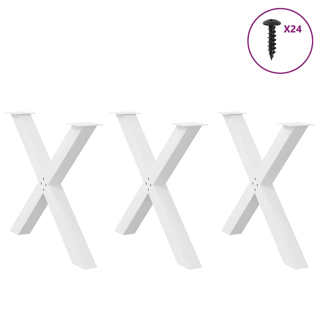 Set di 3 gambe per tavolo da pranzo a forma di X 90 x 72 cm supporto robusto stile moderno acciaio bianco 02_0057267