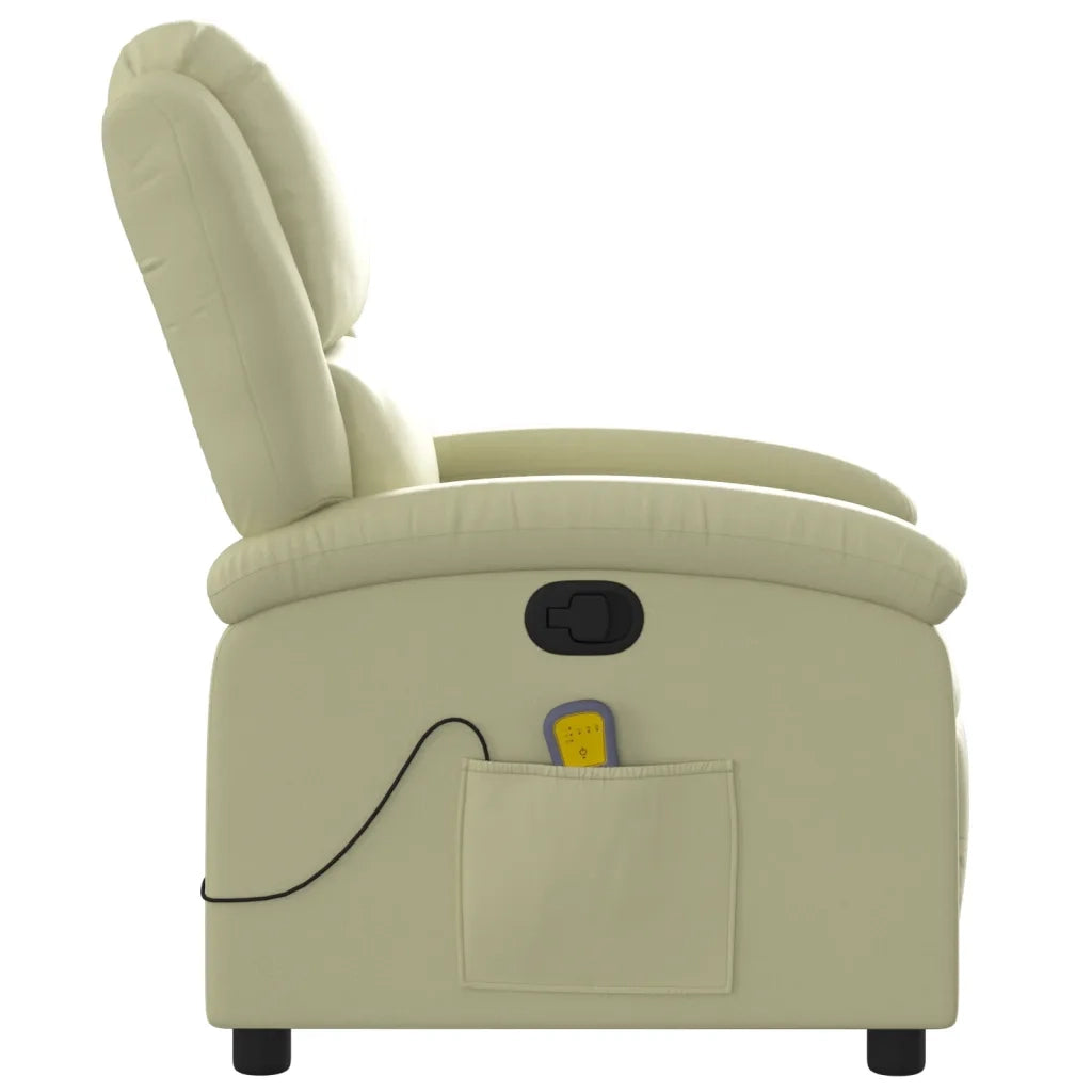 Divano Sedia-Poltrona reclinabile massaggiante in Vera Pelle Crema 567782