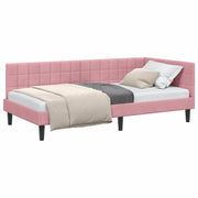 Letto singolo | Letto per adulti | Cornice del letto ad angolo Rosa 100 cm x 200 cm Velluto