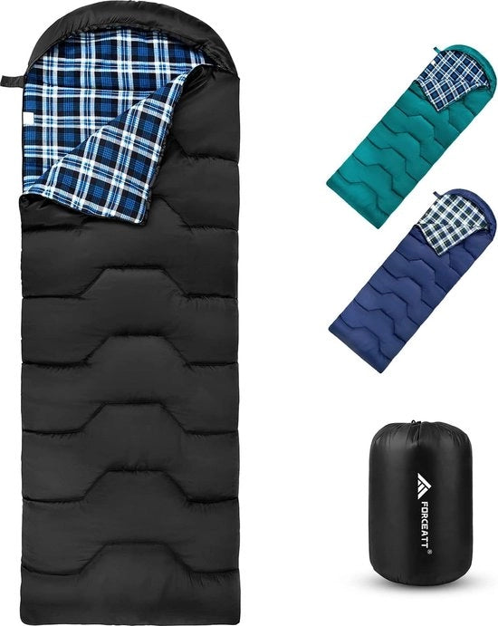Sacco da letto, 3-4 stagioni, -5 °C, flanella e 20 °C, poliestere, sacco da letto per adulti, sacco da letto impermeabile, invernale, caldo, ideale per campeggio, interno, esterno e condizioni fredde.