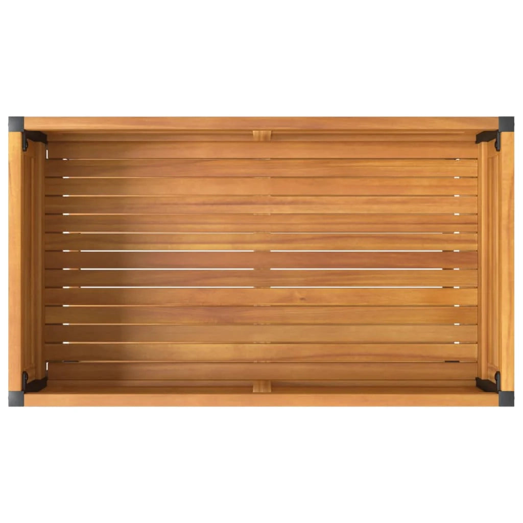 Vassoio per fioriera aiuola rialzata piante fiori terrazza giardino e mensola 80 x 45 x 80 cm legno massello di acacia e acciaio marrone 02_0038619
