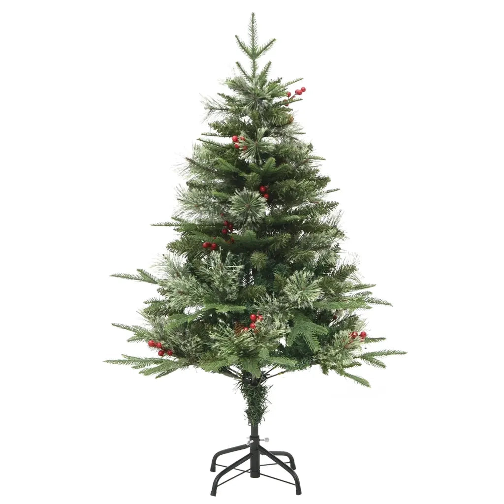 Albero di Natale Preilluminato con Pigne Verde 120 cm PVC e PE 344287