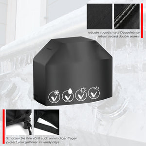 Toboli Telo copri barbecue 147x61x122cm in PVC impermeabile, nero, uso universale, lavabile