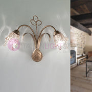 SOFIA Lampada a Parete Applique 2 Luci Stile Classico Rustico