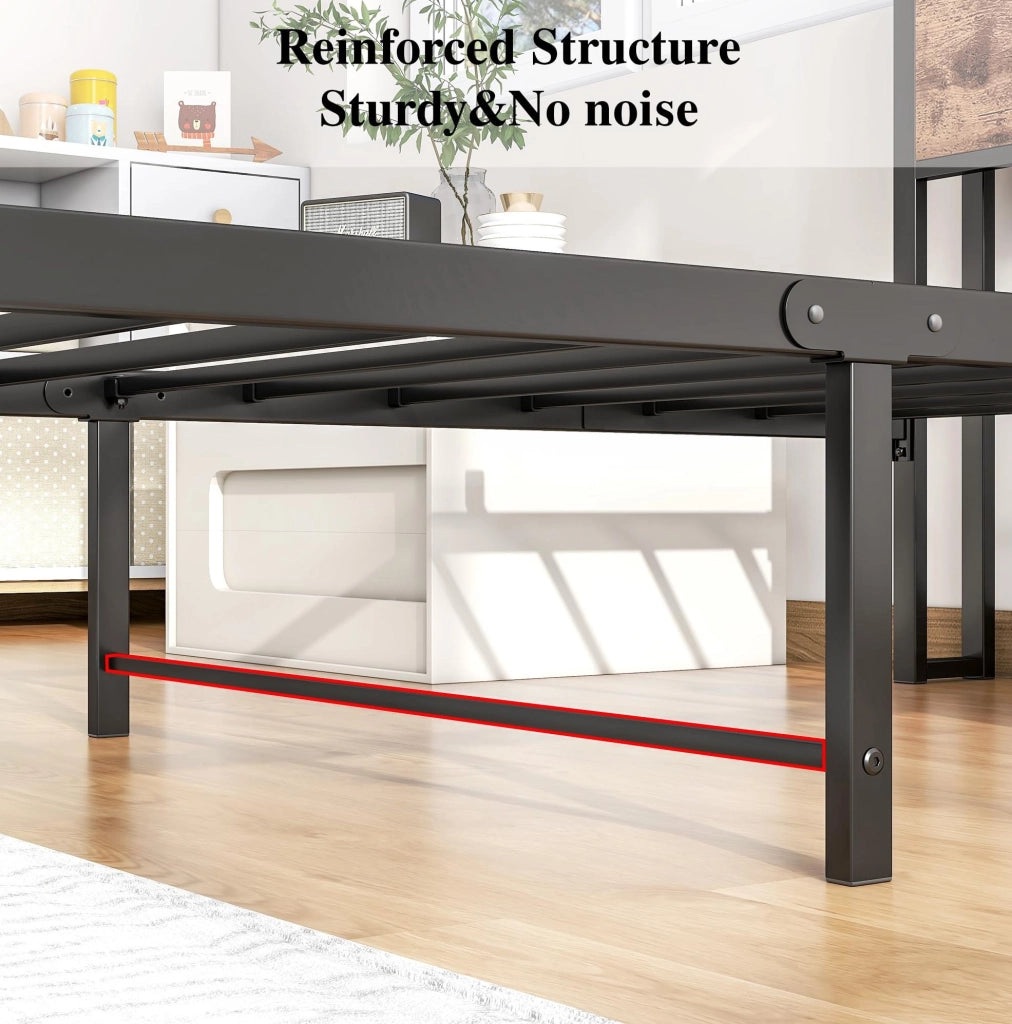 Letto singolo ULEVR 90x200 cm in metallo e MDF con rete a doghe, testiera e pediera marroni