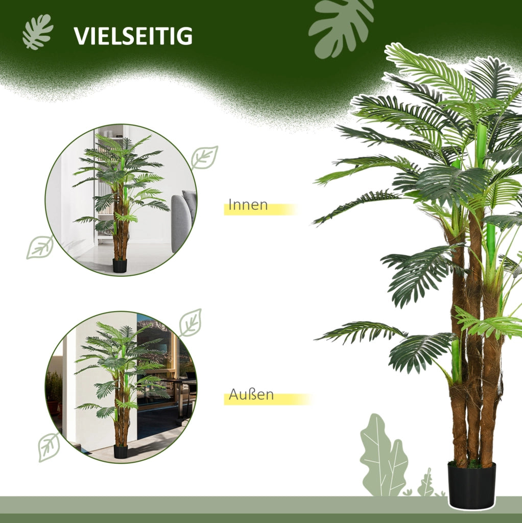 Palma artificiale alta 160 cm con 36 rami, pianta decorativa per interni ed esterni