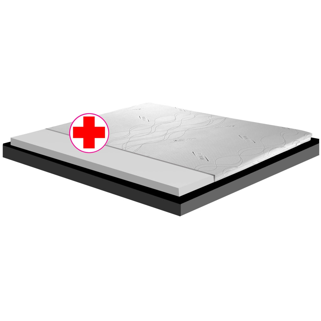 Topper materasso, sovra materasso MOLTO RIGIDO, correttore ortopedico materasso CAUCCIU FOAM H6 cm, tessuto anallergico sfoderabile, 4 lati in ARGENTO - ORTOPEDIC piazza e mezza 120x200