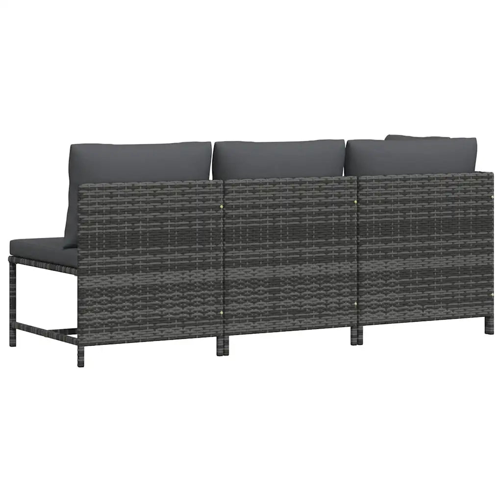 Salotto da Giardino-Set Divani da Giardino3 pz con Cuscini in Polyrattan Grigio