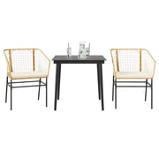 vidaXL Set da Pranzo da Giardino 3pz con Cuscini Polyrattan Vetro