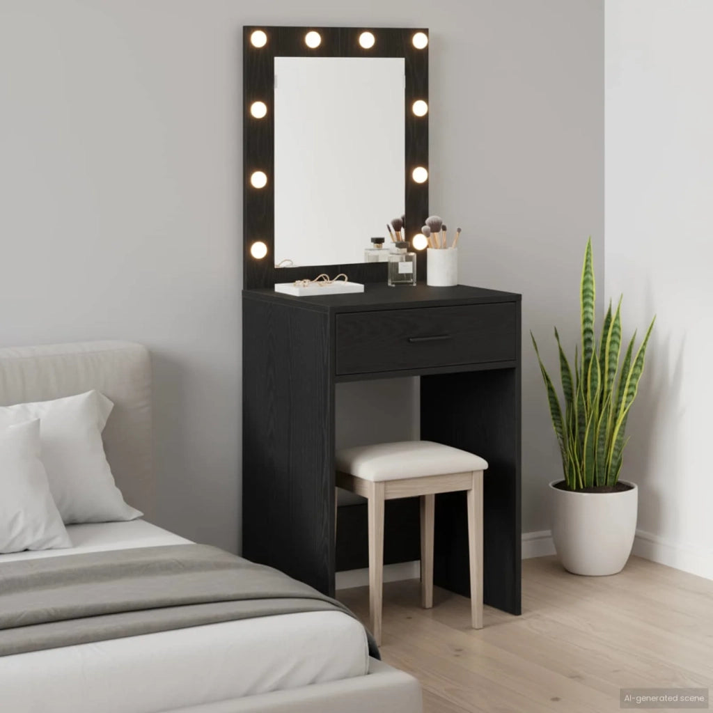 Tavolo da Trucco Rovere Nero 50 x 41 x 135 cm Legno multistrato 865038