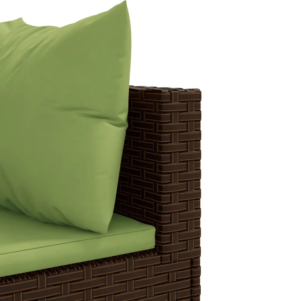 Set Mobili da Giardino 6pz con Cuscini in Polyrattan Marrone