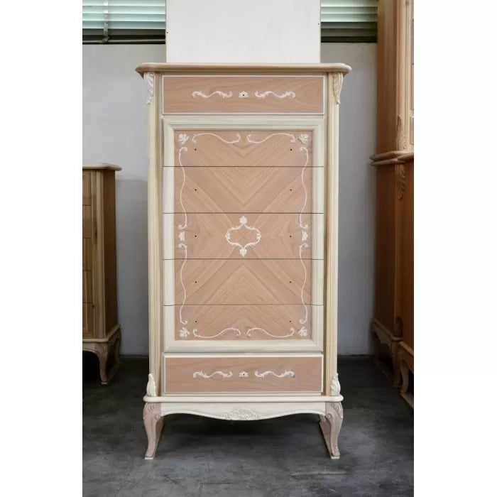 Cassettiera classica in legno 7 cassetti finitura bassano l.76 p.44 h.140 - Mobili 2G